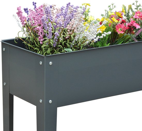 4goodz Plantenbak Hoog Staal - Verhoogd 100x30x80cm - Antraciet
