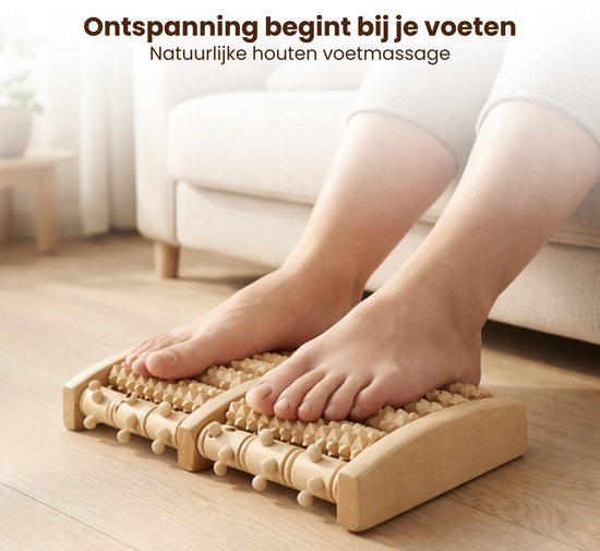 Houten Voetmassage Roller – Voetmassage Apparaat – Voetreflex Massage Roller – Massief Hout – Tegen Vermoeide Voeten – Handmatige Voetmassager