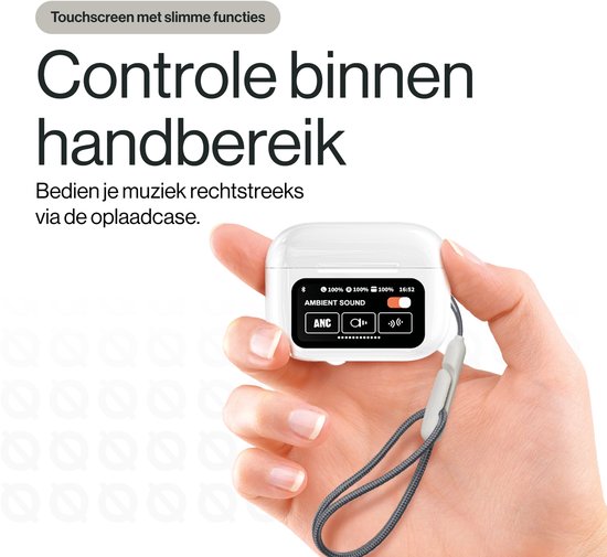 REBØNE® Oortjes Draadloos Bluetooth voor Samsung en iPhone – Draadloze Oordopjes met Touchscreen Oplaadcase – Draadloze Oortjes – Noise Cancelling Oordopjes Draadloos – Bluetooth Oortjes – Bluetooth Oordopjes – Earbuds – Earphones – Wit – Sport Pro