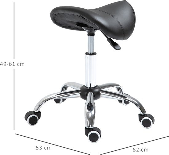 Ergonomische Zadelkruk Kunstleer Amazonekruk in Hoogte Verstelbaar 49-61 cm - Zwart