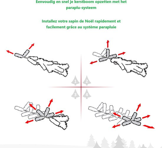 Homcom Kerstboom 180 cm met Sneeuw - Metalen standaard - Wit