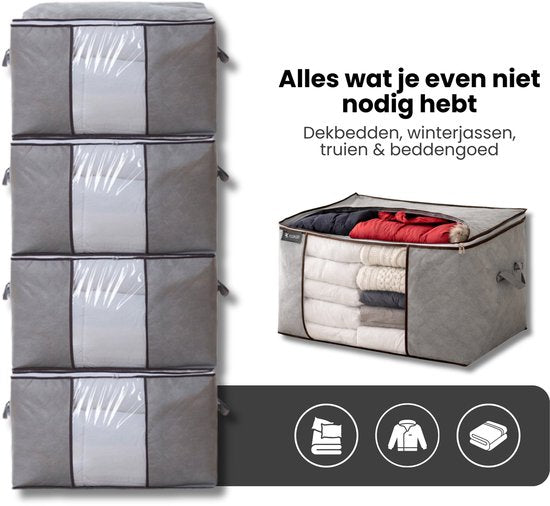 Opbergtas Kleding - 4 Stuks - Organizer voor Dekbed - Opbergzak - Opbergers voor Seizoenskleding