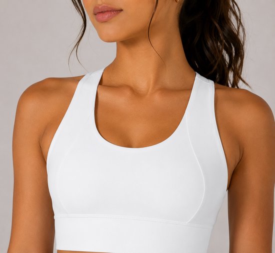 SparkNine Coreshield sportbeha - met ingebouwde pads - M - wit - push-up sport-bh - high impact ondersteuning - push-up - ademend