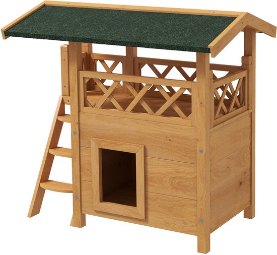 4goodz kattenhuis 2 laags 77x50x73cm - Bruin