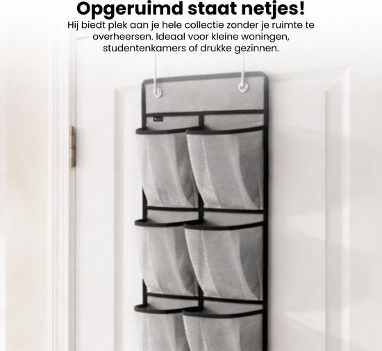 Schoenenkast Hangend - Schoenenzak 12 vakken - Opbergen van Schoenen aan Deur - Schoenenzak Grijs - Oplossing voor rondslingerende schoenen - Hoogwaardige Schoenenkast