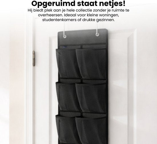 Schoenenkast Hangend - Schoenenzak 12 vakken - Opbergen van Schoenen aan Deur - Schoenenzak Zwart - Oplossing voor rondslingerende schoenen - Hoogwaardige Schoenenkast