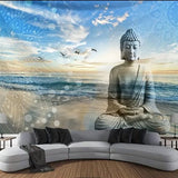 Sasemy® Strand Boeddha wandkleed - Wanddecoratie - Slaapkamer decoratie - Woonkamer decoratie - Kantoor decoratie