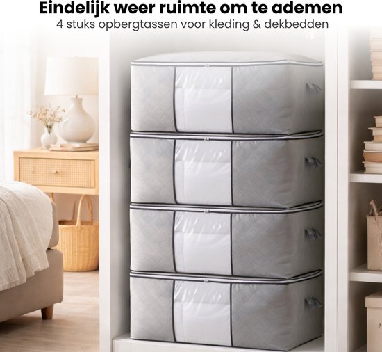 Opbergtas Kleding - 4 Stuks - Organizer voor Dekbed - Opbergzak - Opbergers voor Seizoenskleding