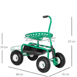 Tuinwagen met zitting, opbergmand voor tuingereedschap, verstelbare zithoogte 46-59 cm - tot 150 kg