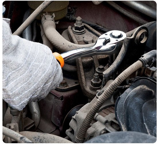 Doppenset met Ratelsleutel – Professionele 1-4” & 1-2” Doppen – Inclusief Verlengstukken en Opbergkoffer – Voor Auto, Motor & Kluswerk