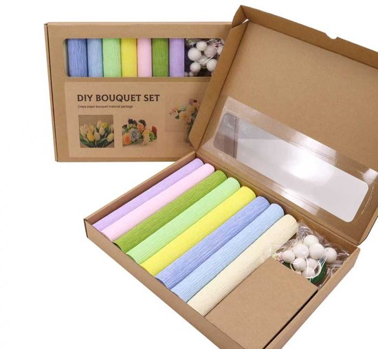 DIY Bloemen Knutselset van Crêpepapier – Maak Zelf Papieren Bloemen & Boeket – Creatieve Hobby Set voor Volwassenen & Kinderen – Inclusief Instructies