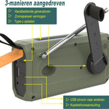 NovaWare® Noodradio Solar Opwindbaar - Powerbank Zonneenergie met 4500mAh - DAB+-FM - Noodpakket - Bluetooth speaker - Draagbare Radio - Groen