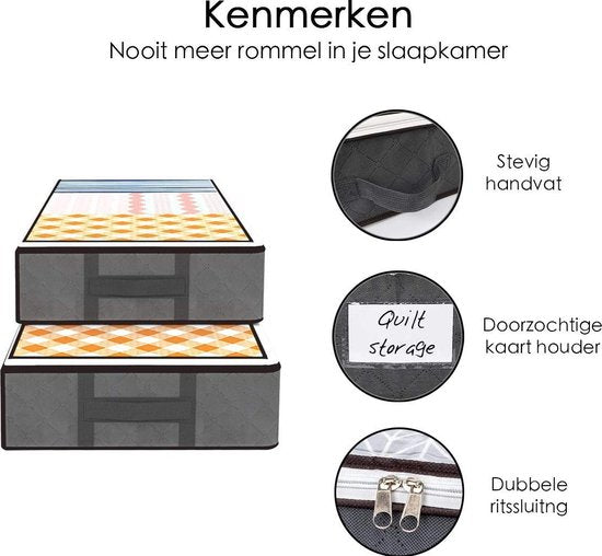 Bed Organizer - 3 stuks - Ruime Opbergzakken voor Kleding en Dekbedden - Grijs - Opbergtassen voor onder je Bed