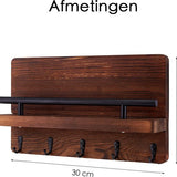 Sleutelrekje - Sleutelkastjes - Vijf sleutelhaken 30 18 - Beukenhout