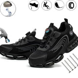 Veiligheidsschoenen Heren - Maat 48 - Stalen Neus & Anti-Perforatie Zool - Lichtgewicht & Ademend - Anti-Slip Werkschoenen met Draaisluiting - Zwart