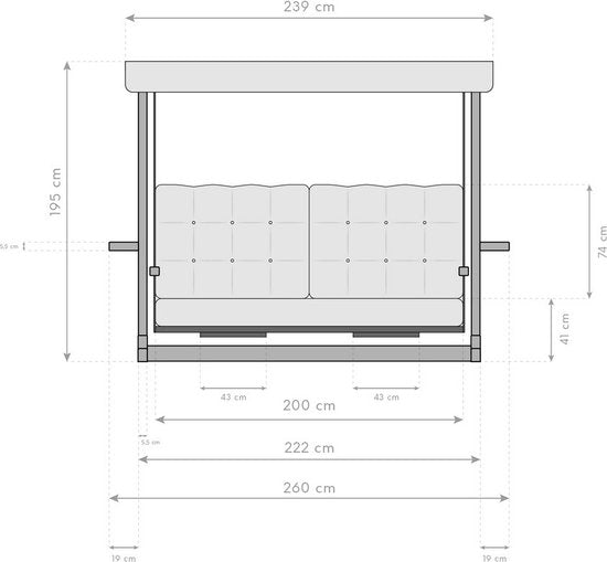 Vadi Concept - Luna Deluxe 2600A Schommelbank ( iroko hout )