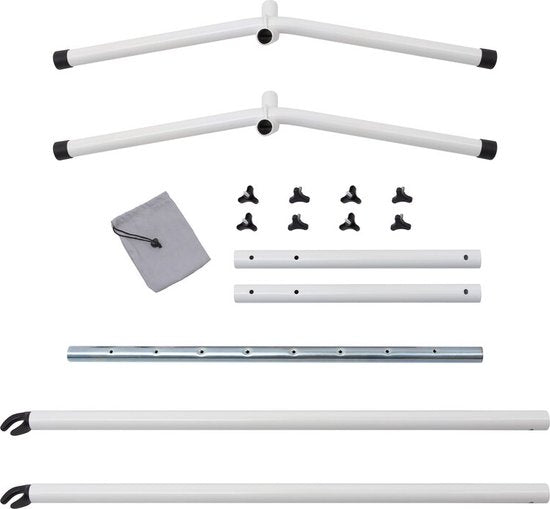 Stevige Hangmatstandaard - Wit - Staal - Afmeting: 280-340x105cm - 150kg draadvermogen