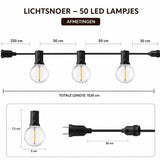 Prikkabel Buiten 15,3 Meter – 25 LED Lampen – Koppelbare Lichtsnoer Buiten – Waterdichte Tuinverlichting – Warm Wit – Sfeerverlichting voor Tuin, Balkon, Terras & Overkapping