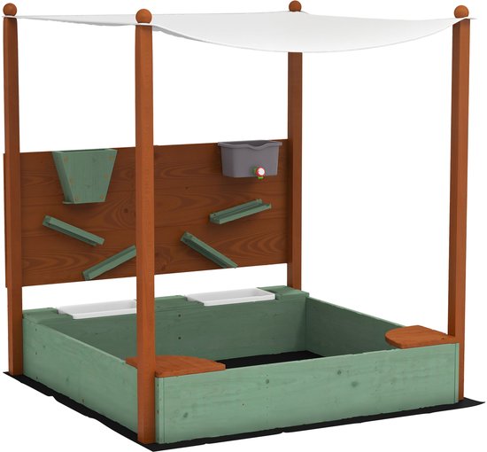 Zandbak met Zonnedak en met 2 Opslagbakken