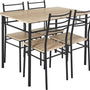 Eettafel-set Loka met 4 stoelen 110x76x70cm - Bruin/Zwart