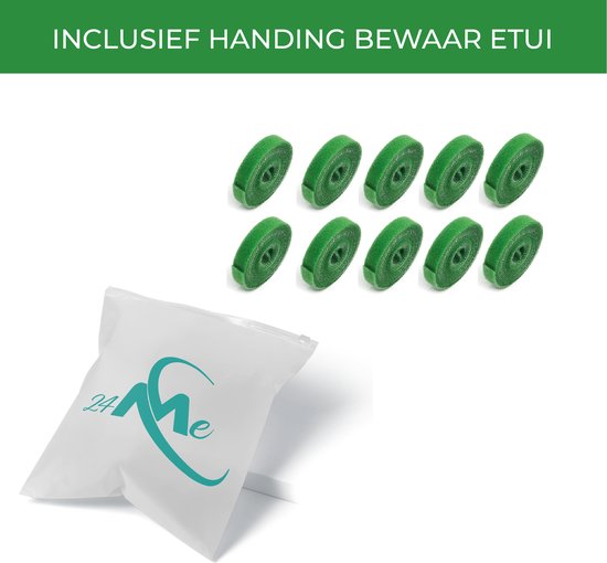 24ME® - 10M Plant Klittenband - Bindmaterialen - Incl. Bewaar Etui - Binnen- en Buiten Gebruik - Binddraad voor Planten