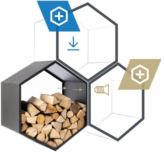 Westmann HaardHout Brandhoutrek WMLG789 - Houtopslag binnen - Zwart