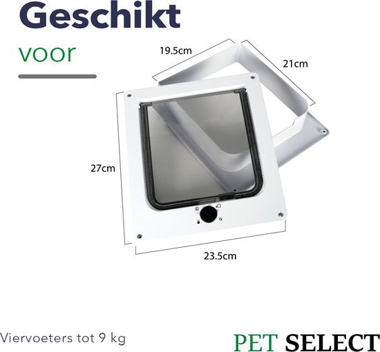 Pet Select Kattenluik met Tunnel - 4 Vergrendelingsstanden - Weerbestendig - L
