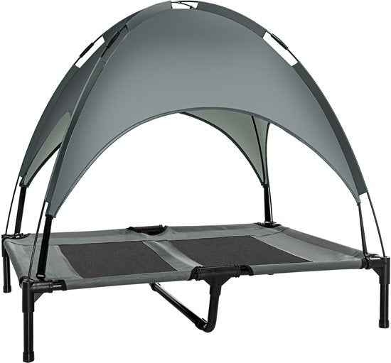 Hondenligbed met dak verhoogd hondenstretcher - ademende stof - Medium