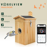 Vogelview Nestlife360 - Vogelhuisje met Camera - Hout - AI vogelherkenning - 1080p HD - Audio - Met zonnepaneel