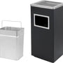 Asbak Voor Buiten - Zwart met RVS - 31 cm x 25 cm x 61 cm - Vloerasbak - Buitenasbak Groot - Rookpaal - Asbakken - Staande Asbak met RVS Afvalbak -