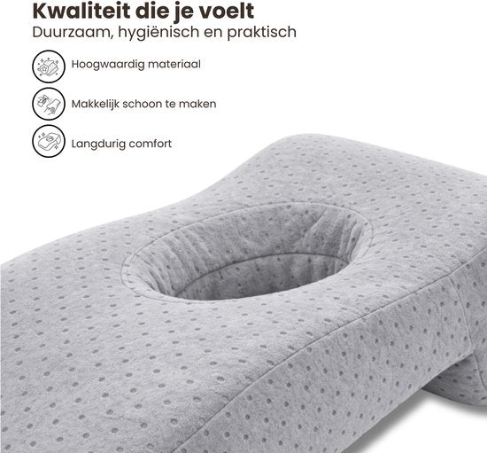 Gezichtskussen voor Massage - Grijs - 36 cm x 25 x 11 cm - Massage Kussen - Massagekussen voor Kind en Volwassenen - Hoofdsteun Massagetafel