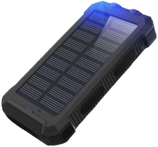 Powerbank 20000 mAh – Zwart - Draadloze Zonne-energie Powerbank met LED-indicator – Outdoor Waterdicht – Zwart - USB Snellader – Powerbank voor Smartphone & Tablet - powerbank 20000 mah draadloos