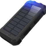 Powerbank 20000 mAh – Zwart - Draadloze Zonne-energie Powerbank met LED-indicator – Outdoor Waterdicht – Zwart - USB Snellader – Powerbank voor Smartphone & Tablet - powerbank 20000 mah draadloos