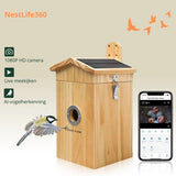 Vogelview Nestlife360 - Vogelhuisje met Camera - Hout - AI vogelherkenning - 1080p HD - Audio - Met zonnepaneel