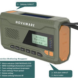 NovaWare® Noodradio Solar Opwindbaar - Powerbank Zonneenergie met 4500mAh - DAB+-FM - Noodpakket - Bluetooth speaker - Draagbare Radio - Groen