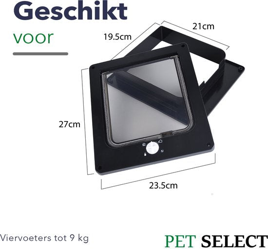 Pet Select Kattenluik met Tunnel - 4 Vergrendelingsstanden - Weerbestendig - L