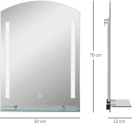 Badkamerspiegel 50x70 cm met Verlichting en Planchet