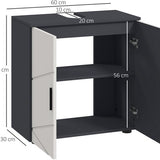 Wastafelonderkast met Uitsparing - 60 cm hoog - Wit met grijs