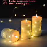 NovaWare LED Kaarsen met Bewegende Vlam - Set van 3 - Kaarsen op batterijen met afstandsbediening – Elektrische Kaarsen - Flikkerende vlam - Oplaadbaar - Timer en Dimfunctie - Ivoor