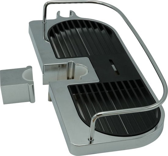 4Goodz zwart chromen doucheplank voor douchestang 30x12x5cm