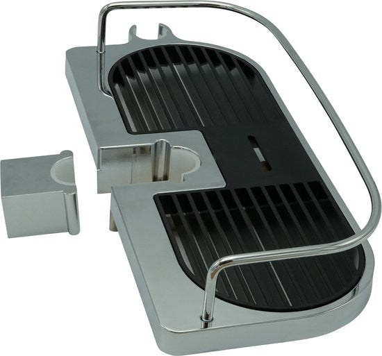 4Goodz zwart chromen doucheplank voor douchestang 30x12x5cm