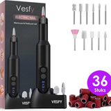 Vesfy Nagelfrees met 12 Nagelvijl Bitjes - Incl. 36 Schuurrolletjes - Pedicureset Professioneel - Nagelvijl Electrisch - Nagellak