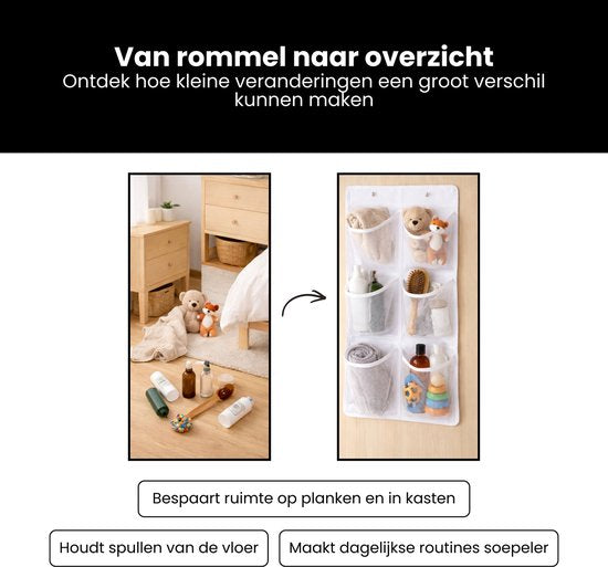 Schoenenkast Hangend - Schoenenzak 6 vakken - Opbergen van Schoenen aan Deur - Schoenenzak Wit - Oplossing voor rondslingerende schoenen - Hoogwaardige Schoenenkast