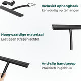 AKSA Home® Vloertrekker met Raamwisser - Douchewisser - Trekker Douche - RVS Vloerwisser - met Steel - Zwart