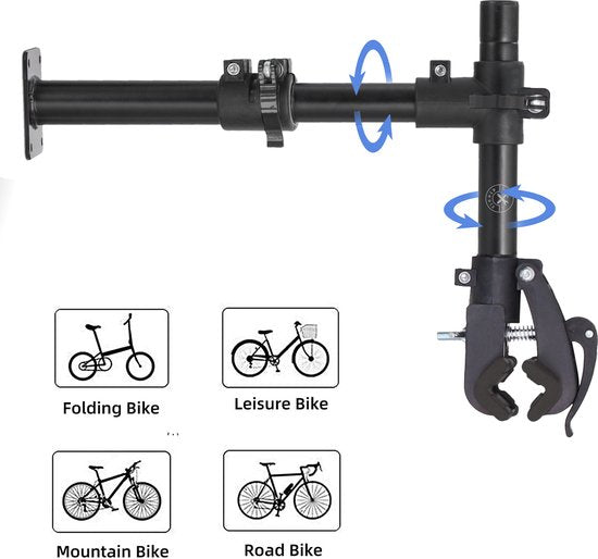 4toolz® Fiets Reparatie Beugel voor wand of werkbank - fiets montagestandaard 360⁰ Verstelbaar