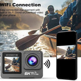 NovaWare Action Camera 6k - 50MP - Vlog Camera - Onderwater Camera - Actie Camera - Waterdicht tot 30M - Ultra 4K met 60FPS - Beeldstabilisatie EIS - IMX sensor