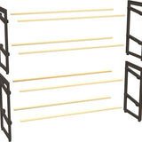 FixWood Houten Schoenenrek – 2-in-1 Stapelbaar Schoenenrek – 2 of 4 Lagen – Compact, Duurzaam en Stijlvol – Zwart-Hout – 65x26x52 cm