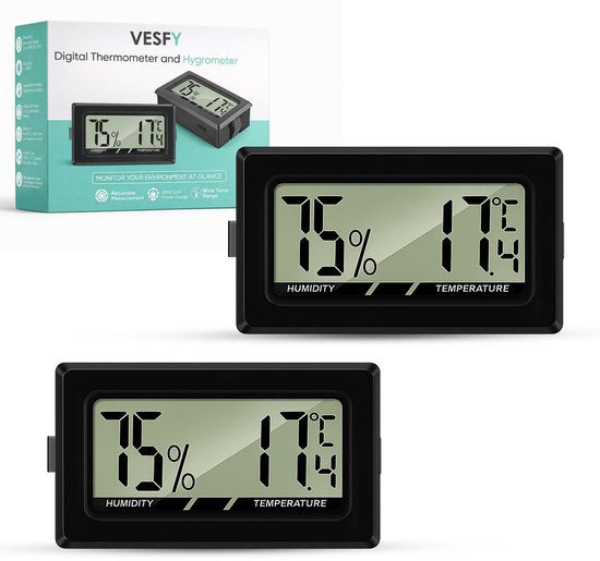 Mini Thermometer met Hygrometer - Incl - Hygrometer binnen - Thermometer binnen