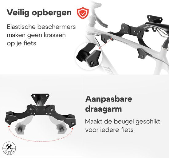 4toolz® Fiets Ophangbeugel Diepte Verstelbaar - Wandbeugel voor fiets