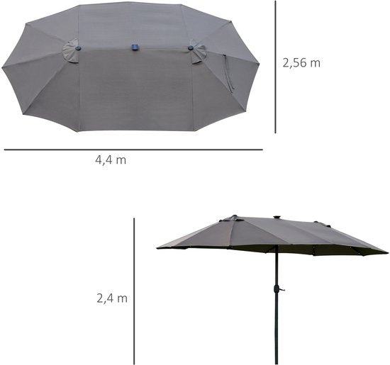 4goodz Duo-parasol 460x270 - brede XL parasol - Donkergrijs